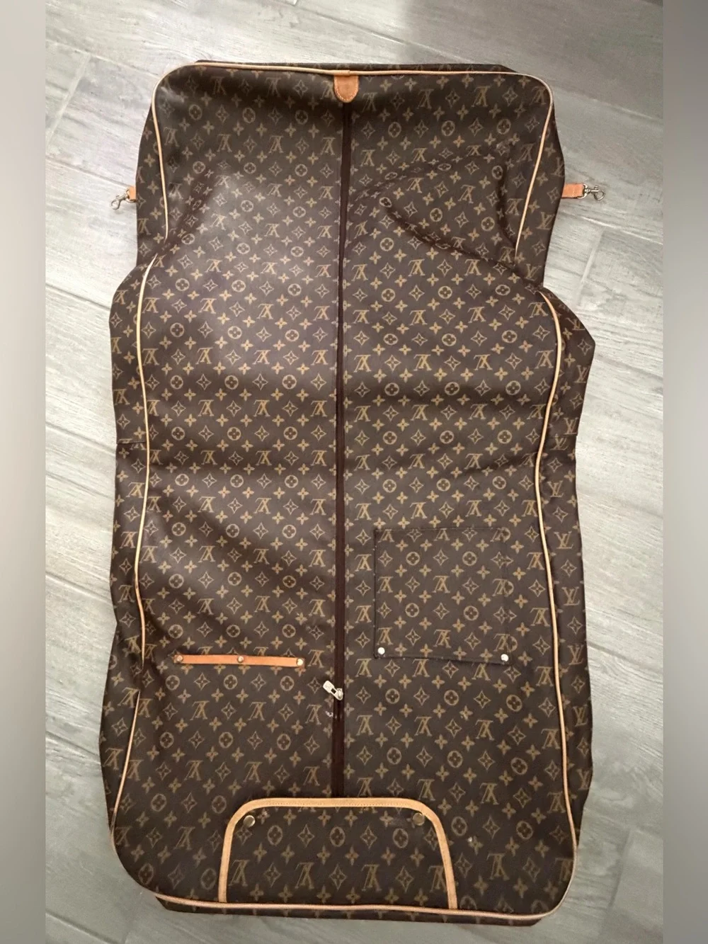 Louis Vuitton Brown Monogram Canvas Travel Garment Bag with Tan Trim